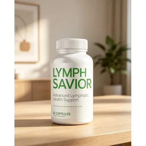 Lymph Savior bottle displayed in a bright home setting